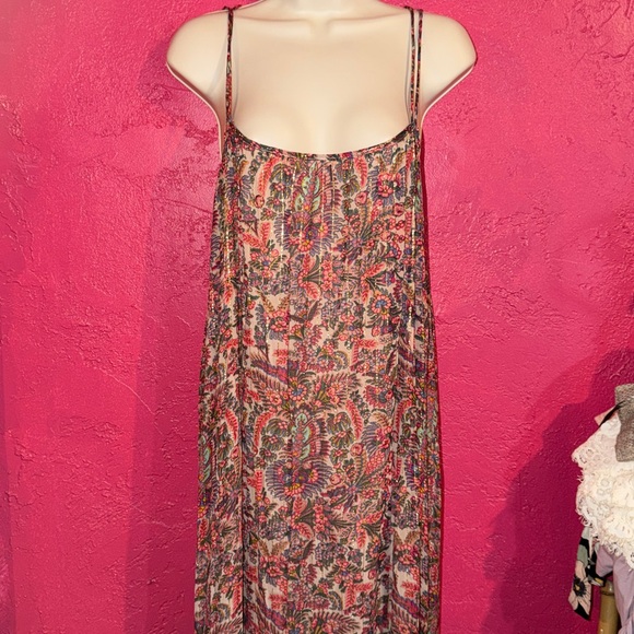 NWT NATURAL LIFE Pink and Cream metallic boho Bollywood floral Maxi Dress. Sz M - Picture 4 of 17